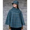 Buy 🥰 Celtic Killarney Wool Tweed Poncho: Blue-Green Plaid 🎉