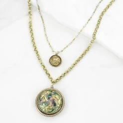 Best Sale ❤️ Lifestyle Antique Button "Ginko" Necklace 😀