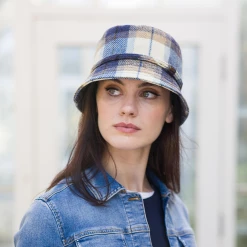 Cheap 👏 Celtic Killarney Wool Tweed Hat: Blue Plaid ⌛