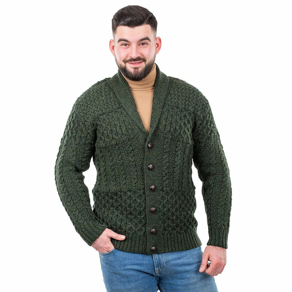 Cheap π Celtic Aran Merino Wool Cardigan Sweater: Green π 1 Cheap π Celtic Aran Merino Wool Cardigan Sweater: Green π