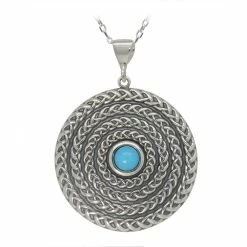Buy ✨ Celtic Silver and Turquoise Circle Pendant and Necklace 🔔